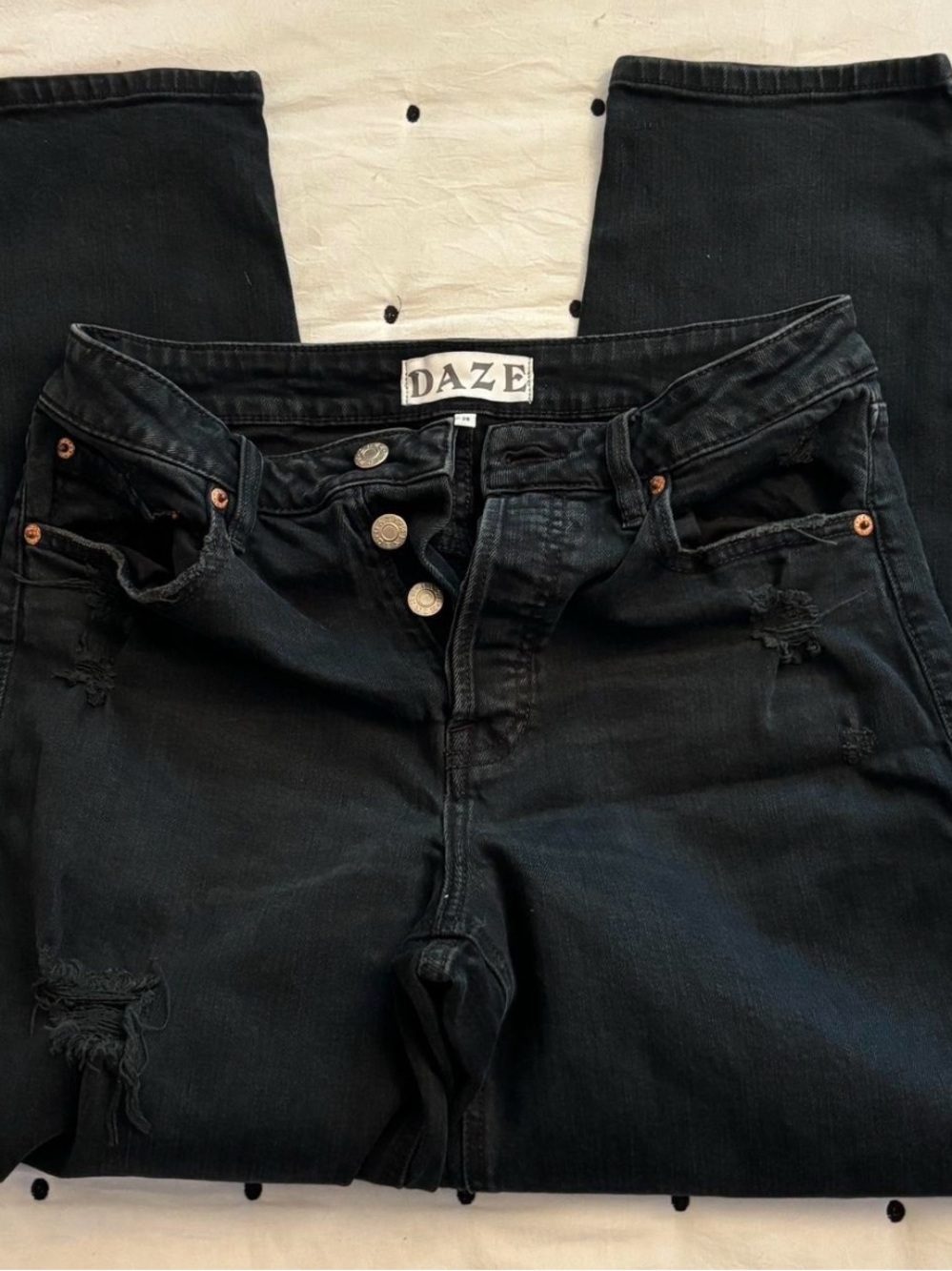 DAZE Women's Black Boyfriend Jeans